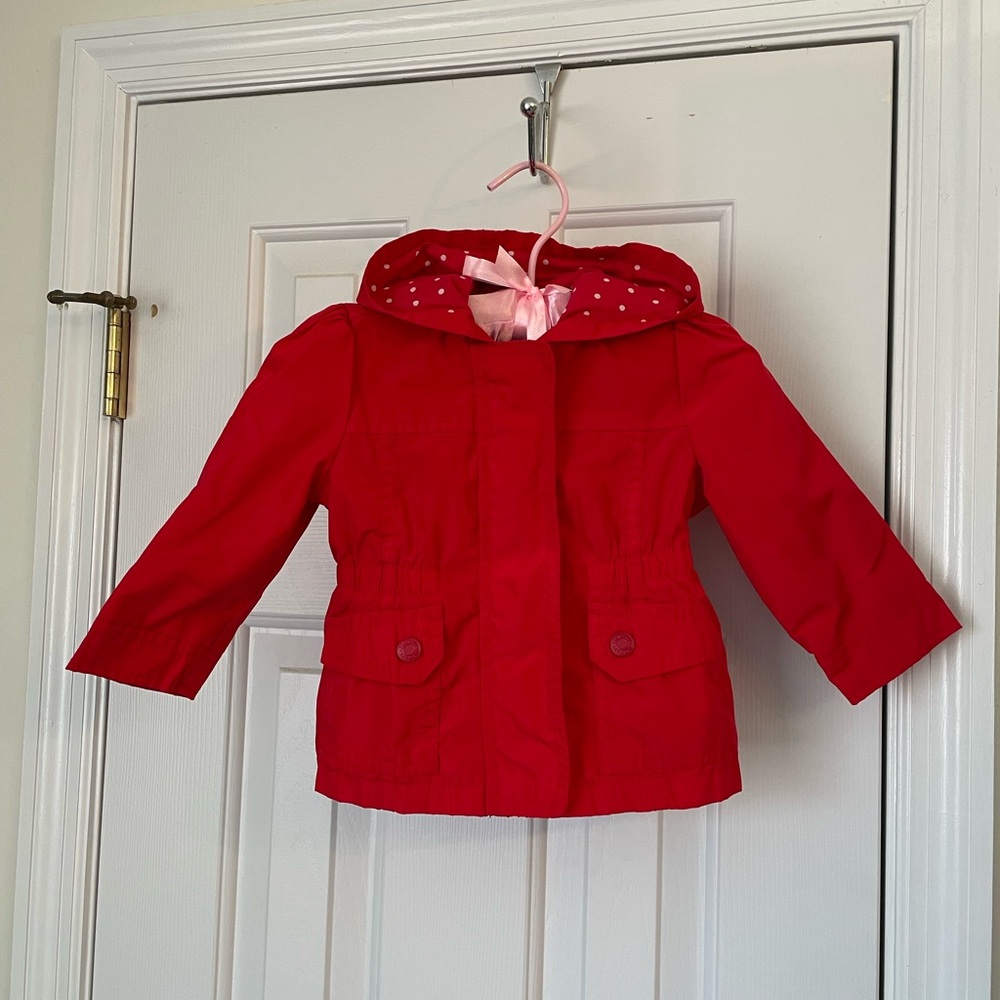 Old Navy Girls Red Raincoat with Polka Dot Lining